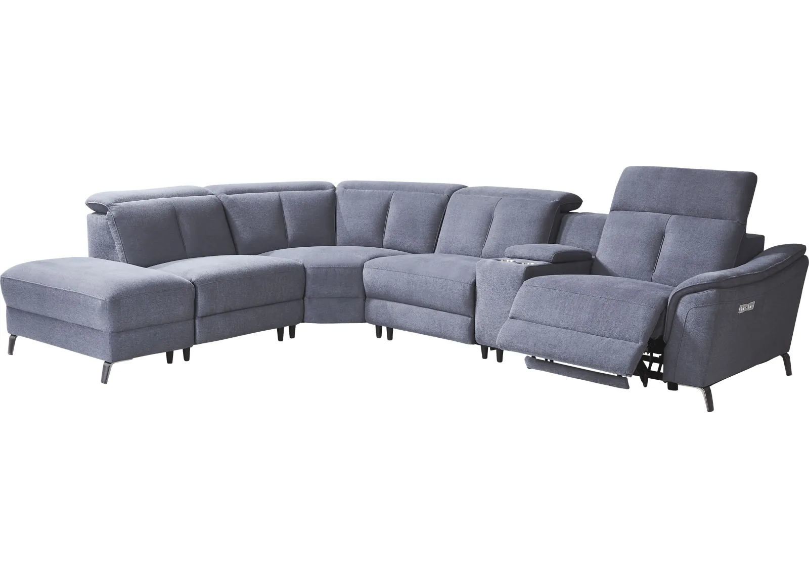 Turano Denim 6 Pc Dual Power Reclining Sectional