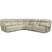 West Valley Beige 6 Pc Leather Reclining Sectional