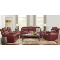 Orsini Red Leather 5 Pc Dual Power Reclining Living Room
