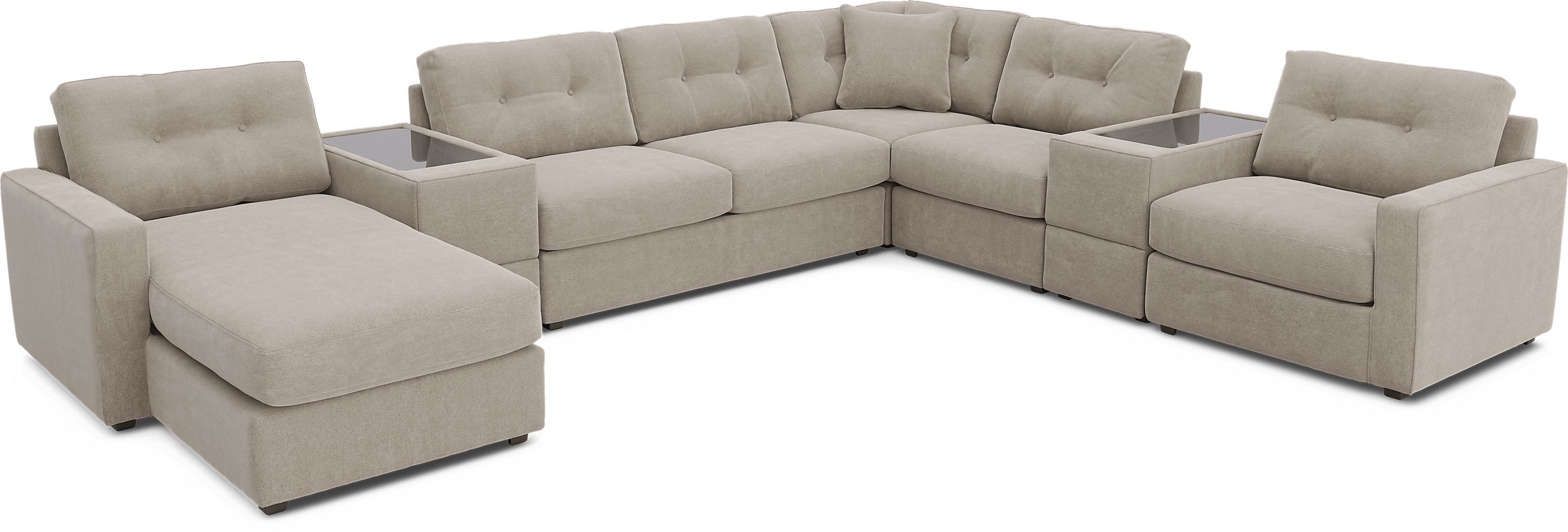 ModularOne Beige 7 Pc Sleeper Sectional