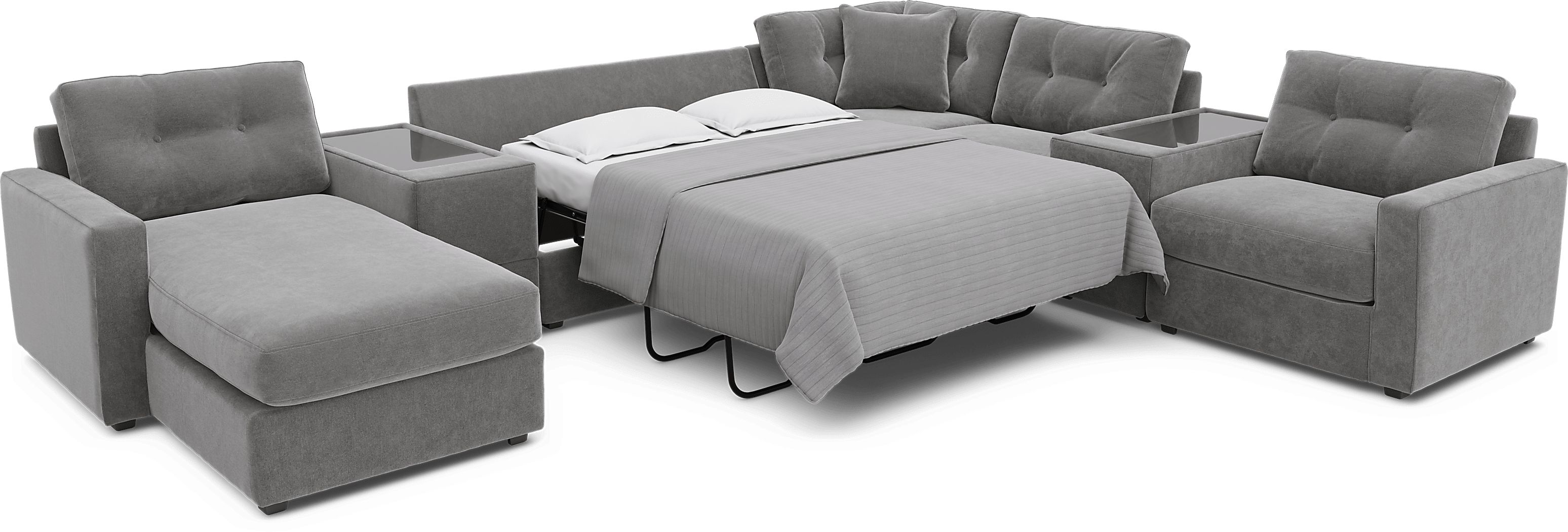 ModularOne Gray 7 Pc Sleeper Sectional