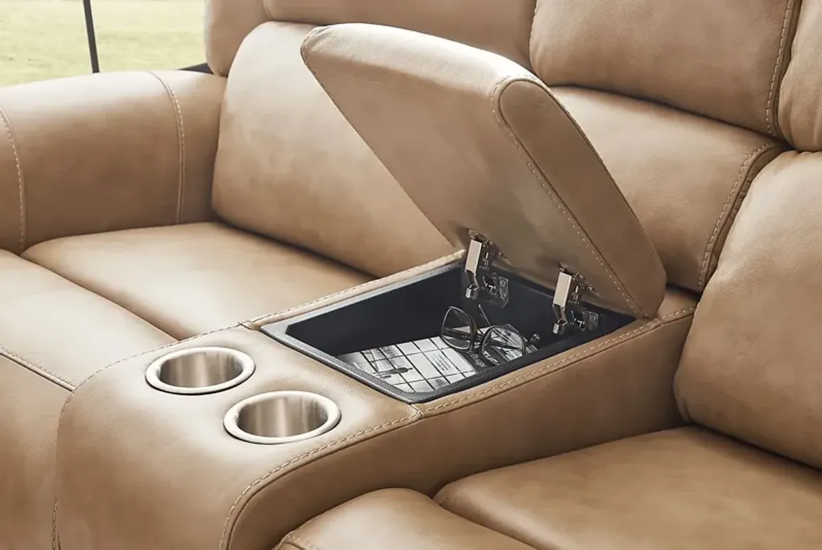 Churchill Taupe 2 Pc Dual Power Reclining Leather Living Room