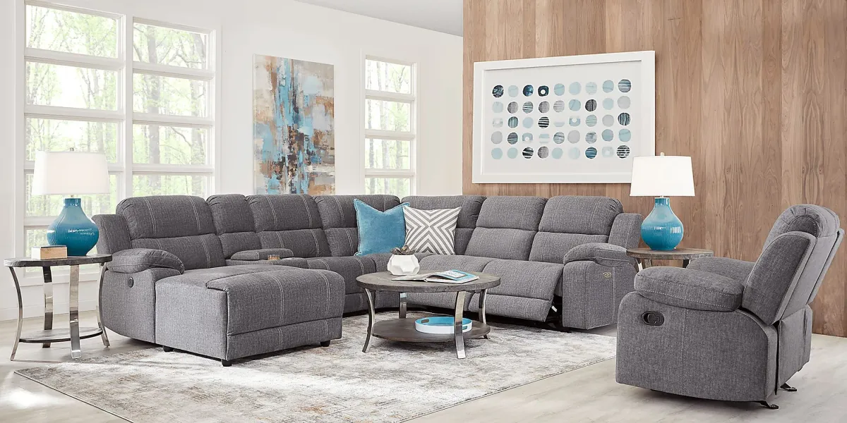 Prescott Point Gray 6 Pc Power Reclining Sectional