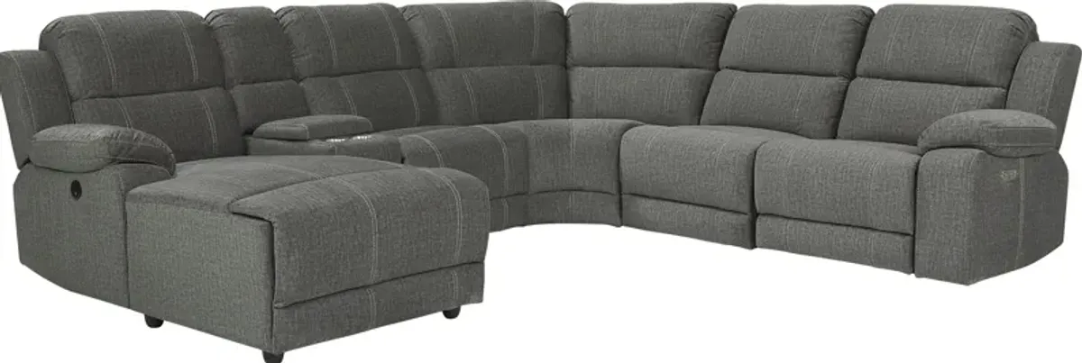 Prescott Point Gray 6 Pc Power Reclining Sectional