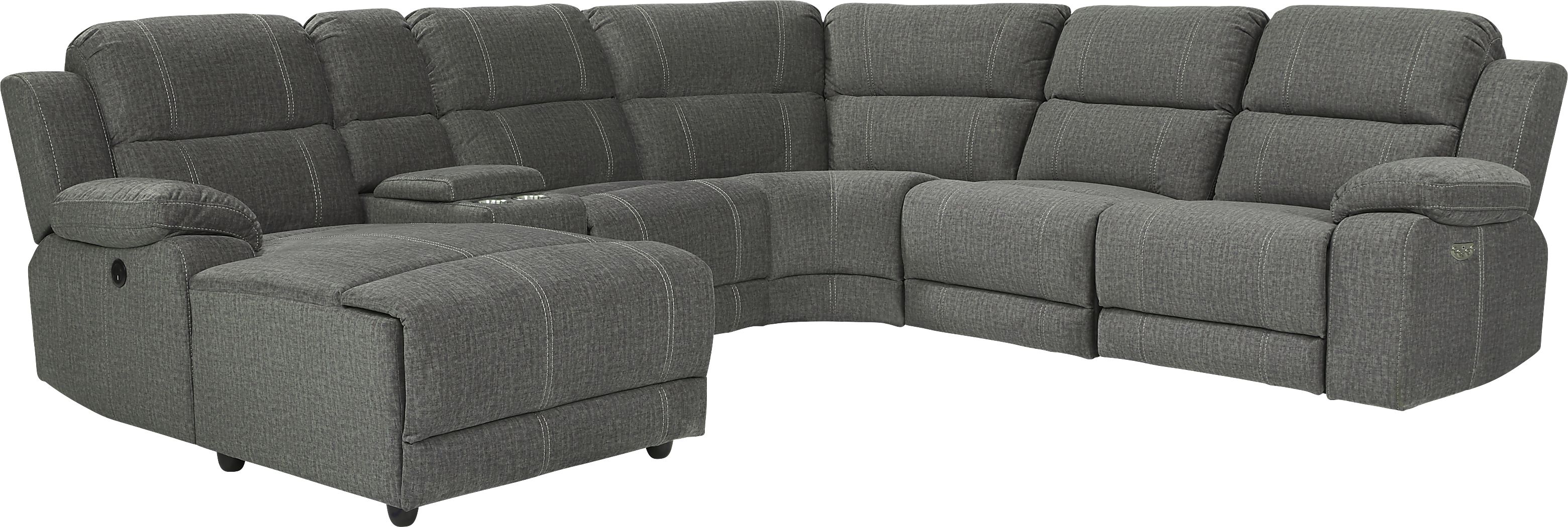 Prescott Point Gray 6 Pc Power Reclining Sectional