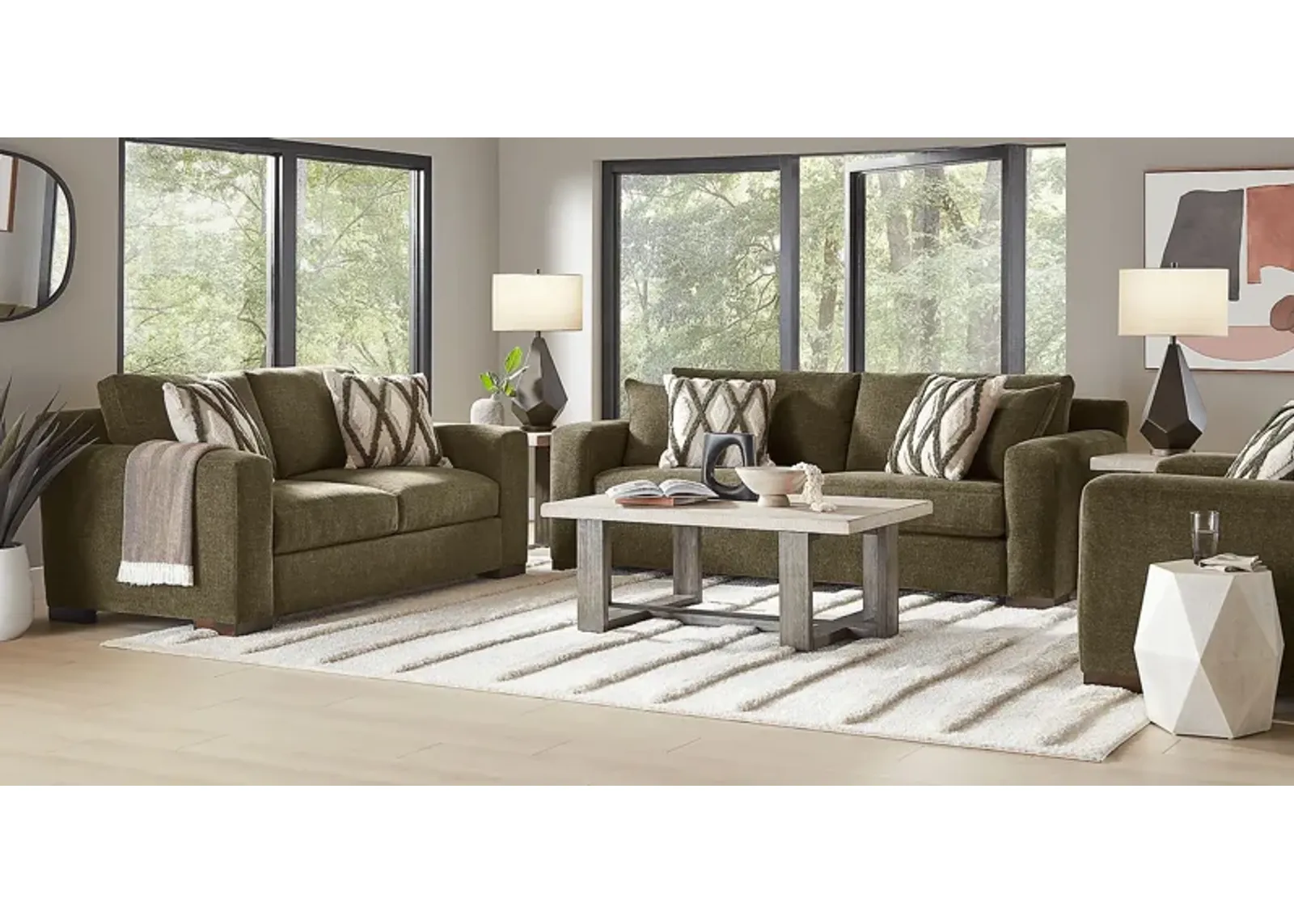 Melbourne Olive 7 Pc Living Room with Sleeper Sofa