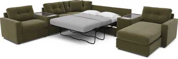 Moss 7 Pc ModularOne Gel Foam Sleeper with Media Consoles