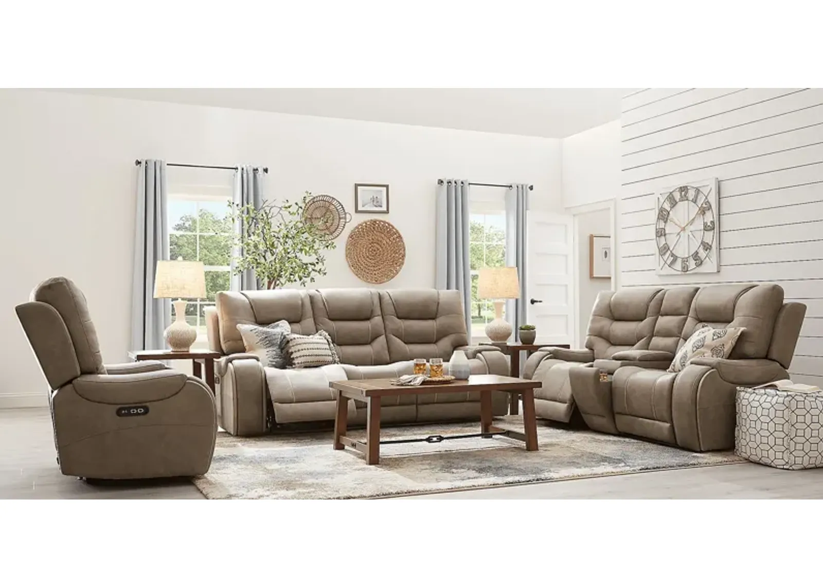 Laredo Springs Gray 8 Pc Dual Power Reclining Living Room