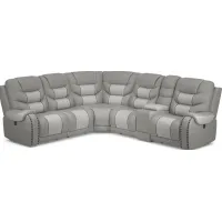 Headliner Gray Leather 6 Pc Dual Power Reclining Sectional