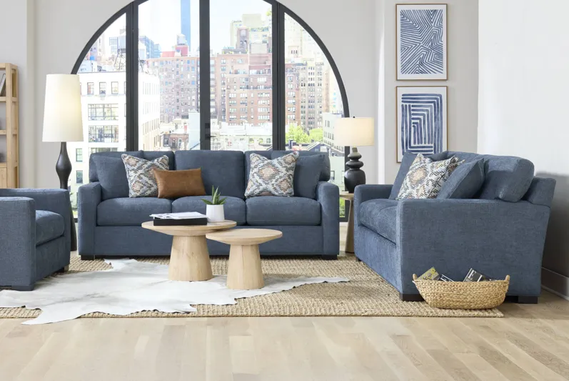 Harmonie Sapphire 7 Pc Living Room with Sleeper Sofa