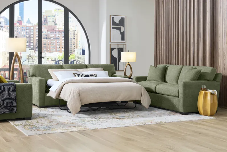 Harmonie Avocado 7 Pc Living Room with Gel Foam Sleeper Sofa