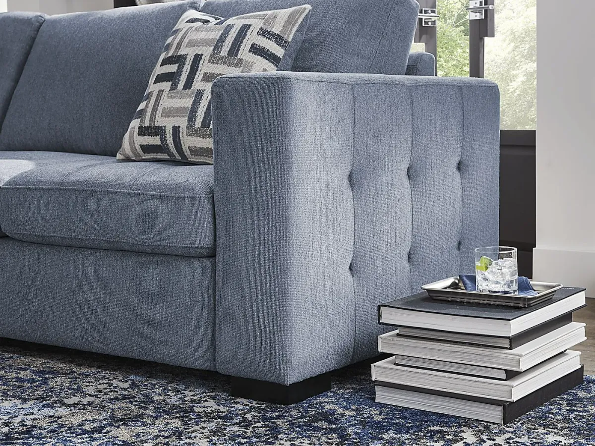 Geneva Blue 6 Pc Sleeper Sectional Living Room