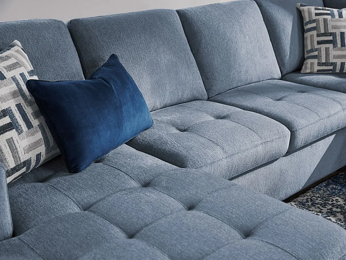 Geneva Blue 6 Pc Sleeper Sectional Living Room
