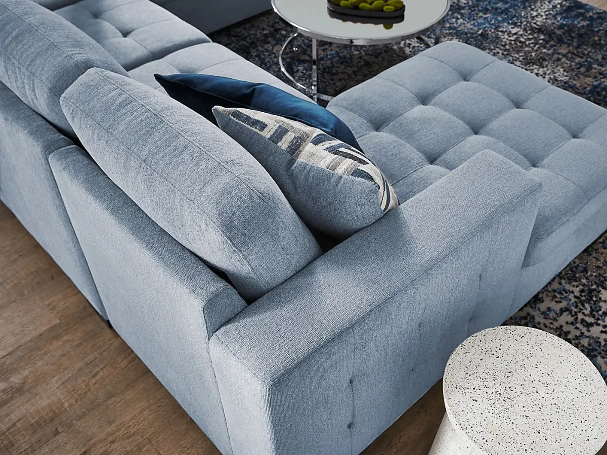 Geneva Blue 6 Pc Sleeper Sectional Living Room