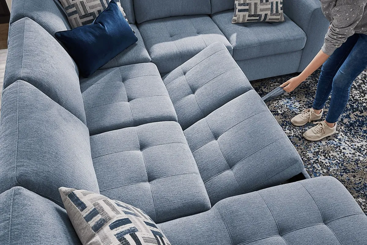 Geneva Blue 6 Pc Sleeper Sectional Living Room