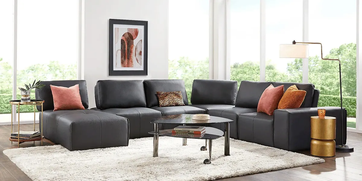 Davis Park Black 6 Pc Sectional