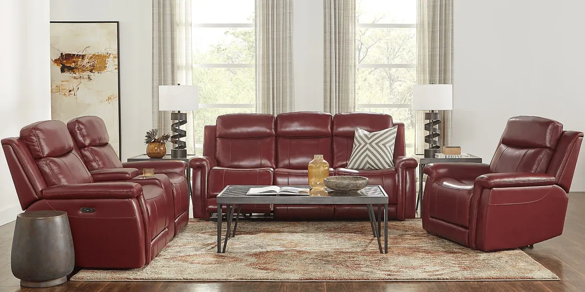 Orsini Red Leather 8 Pc Dual Power Reclining Living Room