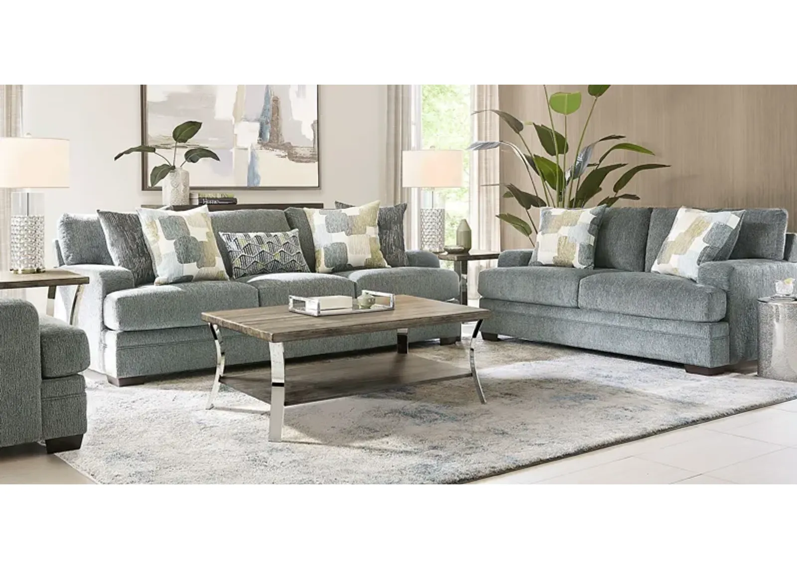 Charlton Street Slate 7 Pc Living Room with Gel Foam Sleeper Sofa