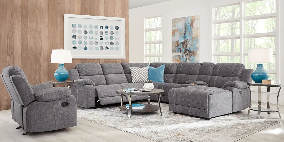 Prescott Point Gray 6 Pc Power Reclining Sectional