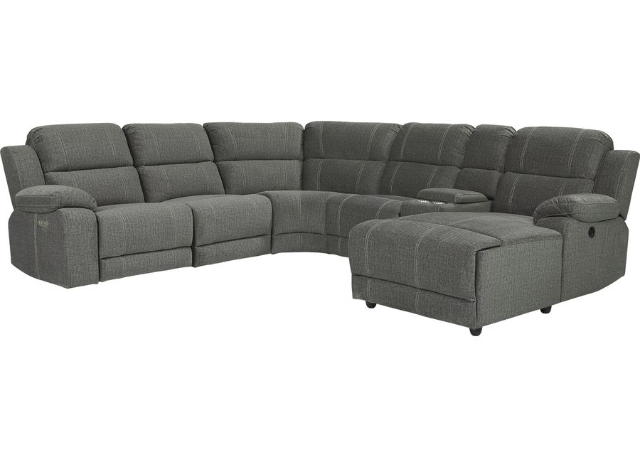 Prescott Point Gray 6 Pc Power Reclining Sectional