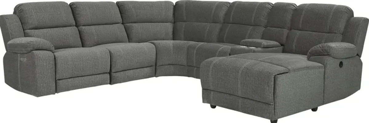 Prescott Point Gray 6 Pc Power Reclining Sectional