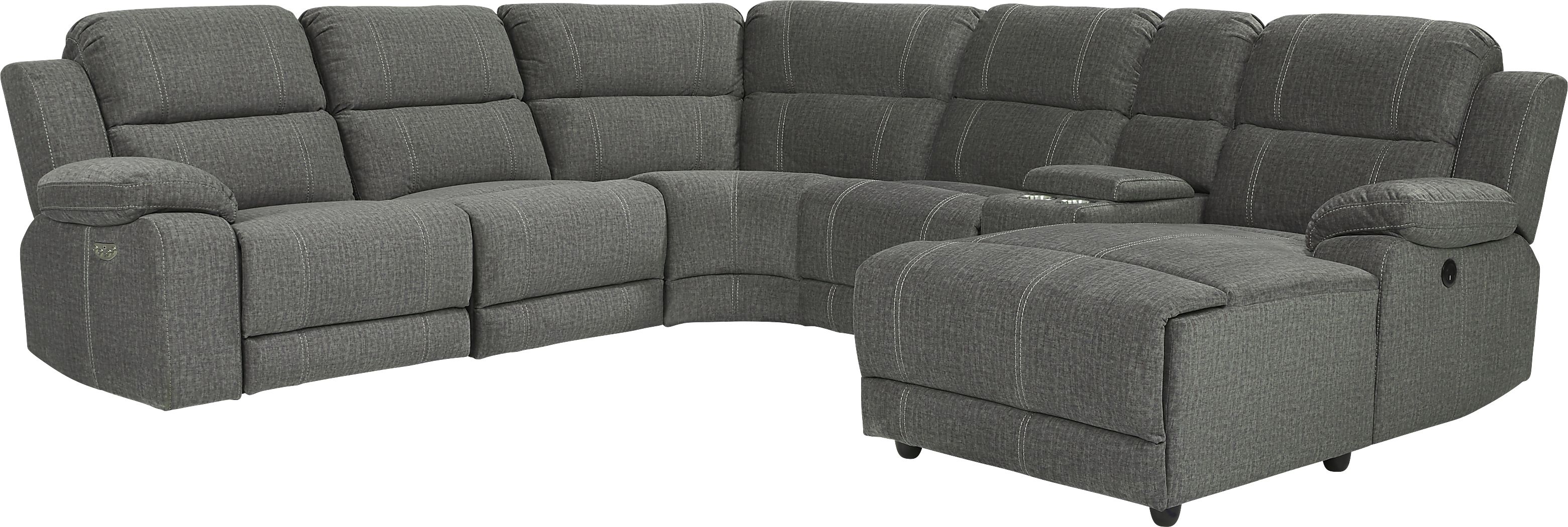 Prescott Point Gray 6 Pc Power Reclining Sectional