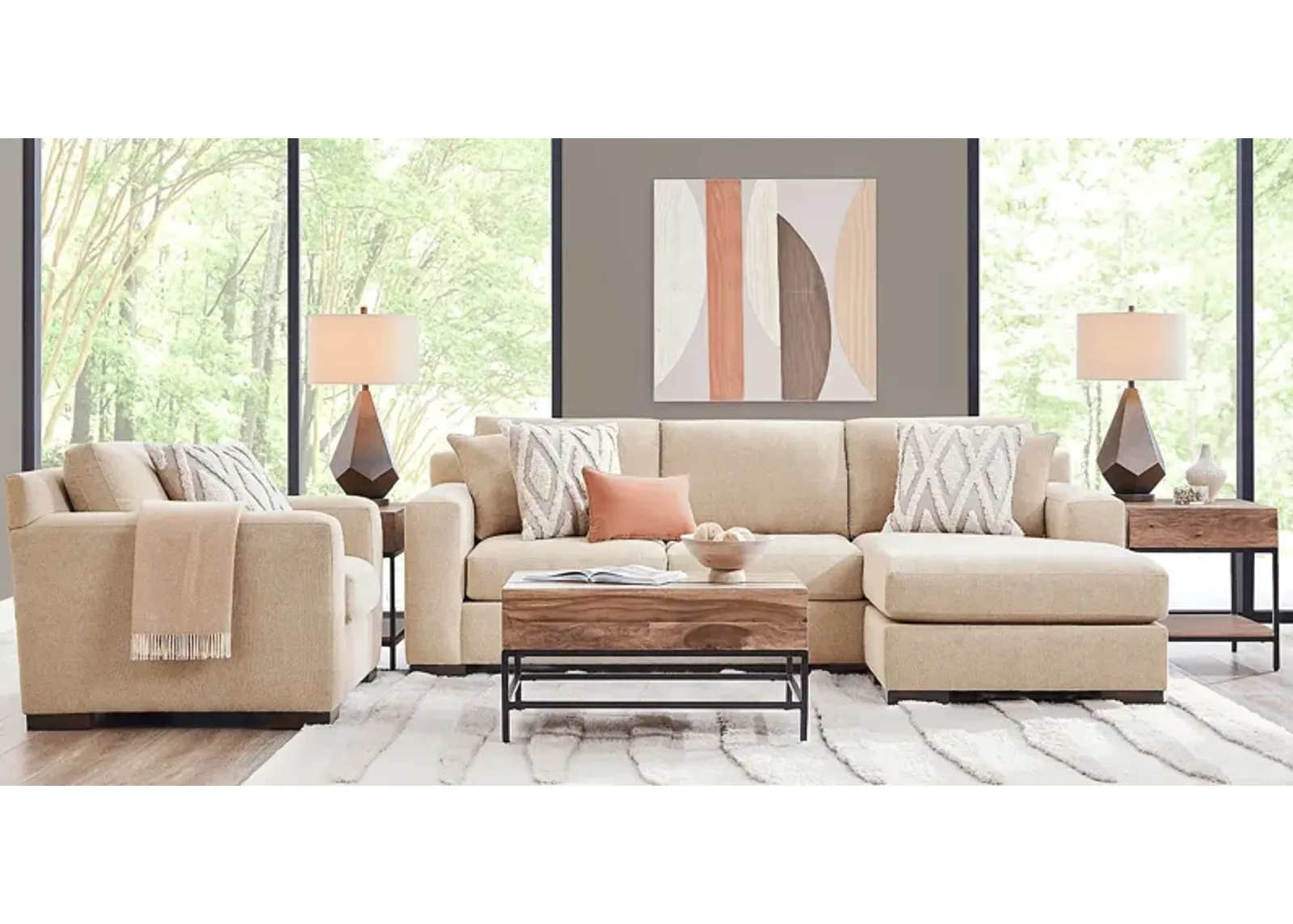 Melbourne Beige 4 Pc Sectional Living Room