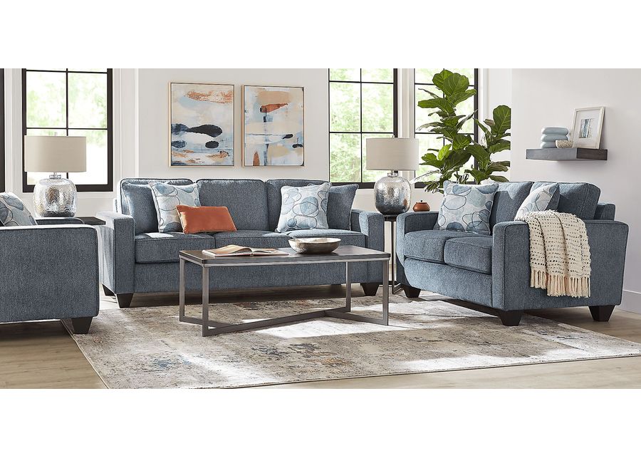 Alanis Bay Blue 8 Pc Living Room