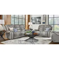 Headliner Gray Leather 8 Pc Living Room with Reclining Sofa