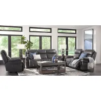 Eastmann Gray Leather 5 Pc Triple Power Reclining Living Room with Air Massage