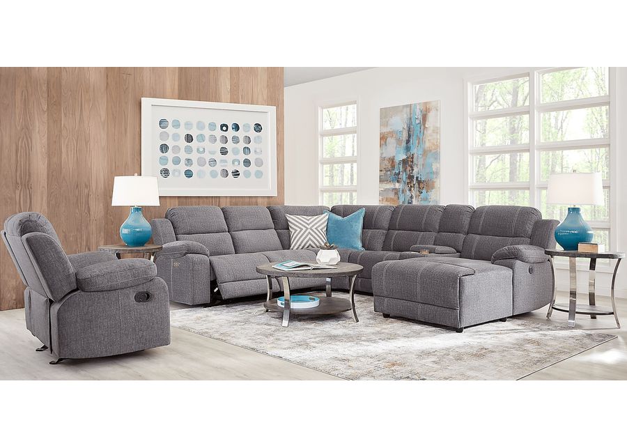 Prescott Point Gray 9 Pc Power Reclining Sectional Living Room