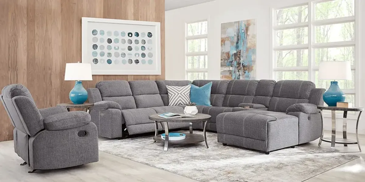 Prescott Point Gray 9 Pc Power Reclining Sectional Living Room