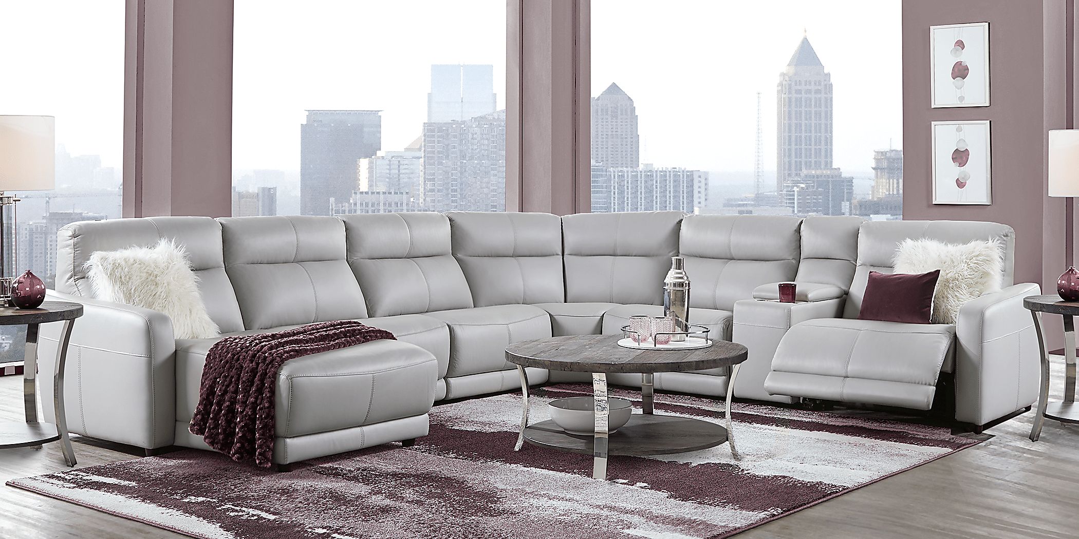 Cindy Crawford Home Bella Terrace Dove Gray 10 Pc Power Reclining Sectional Living Room