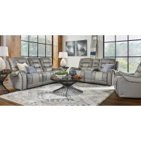 Headliner Gray Leather 5 Pc Dual Power Reclining Living Room