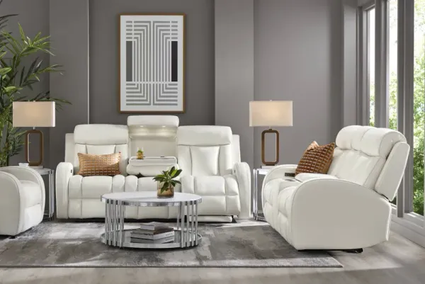 Copperfield White 2 Pc Dual Power Reclining Living Room