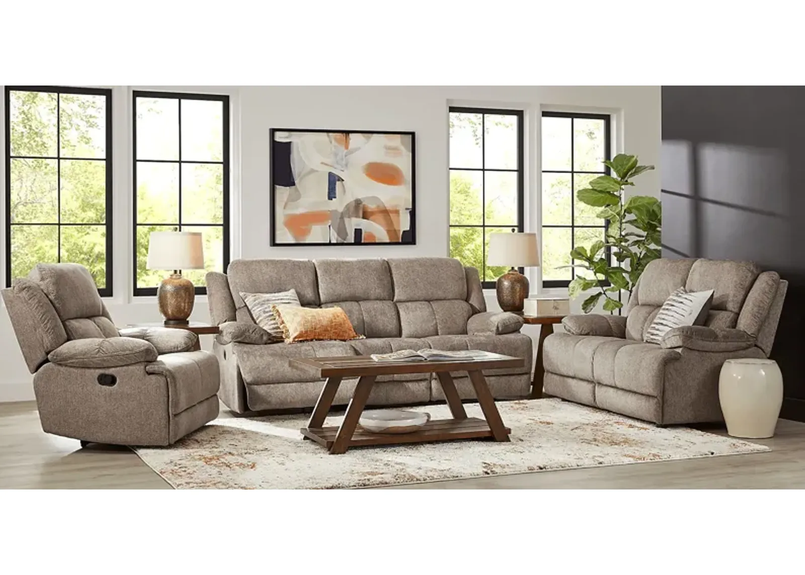 Townsend Brown 5 Pc Living Room with Reclining Sofa