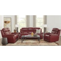 Orsini Red Leather 8 Pc Living Room with Dual Power Reclining Sofa