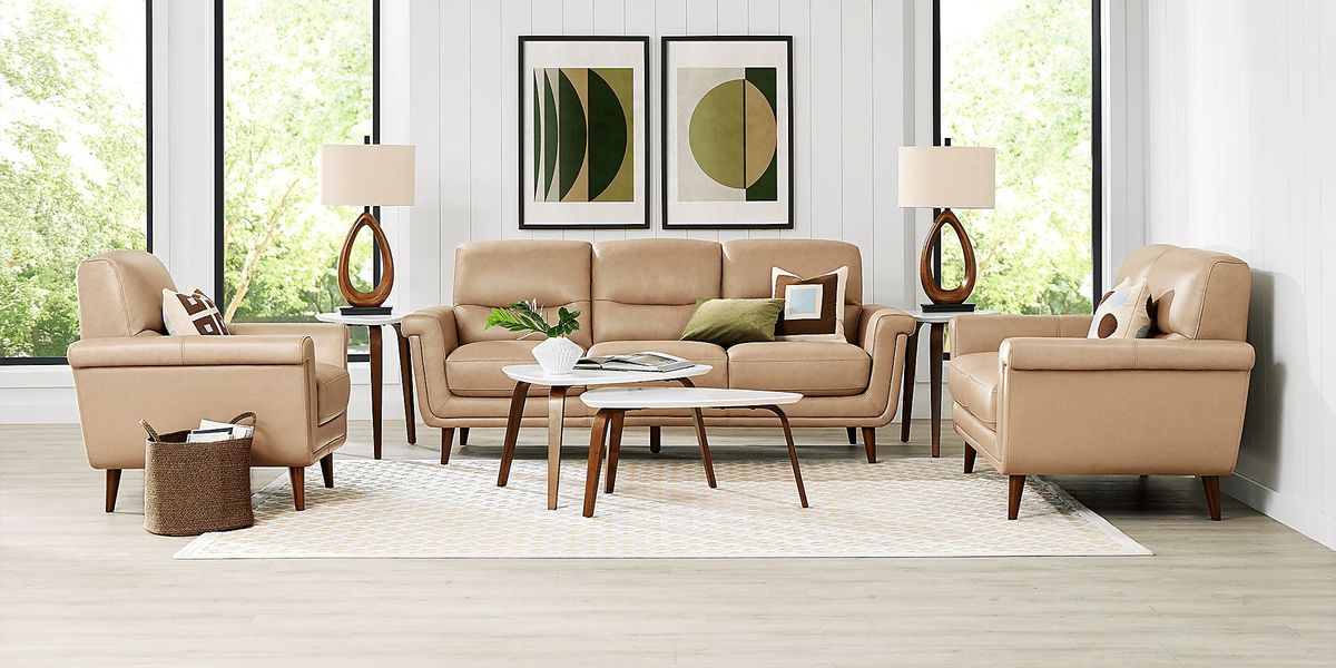 Harrington Park Stone 5 Pc Leather Living Room