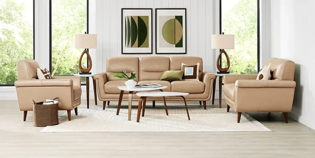 Harrington Park Stone 5 Pc Leather Living Room