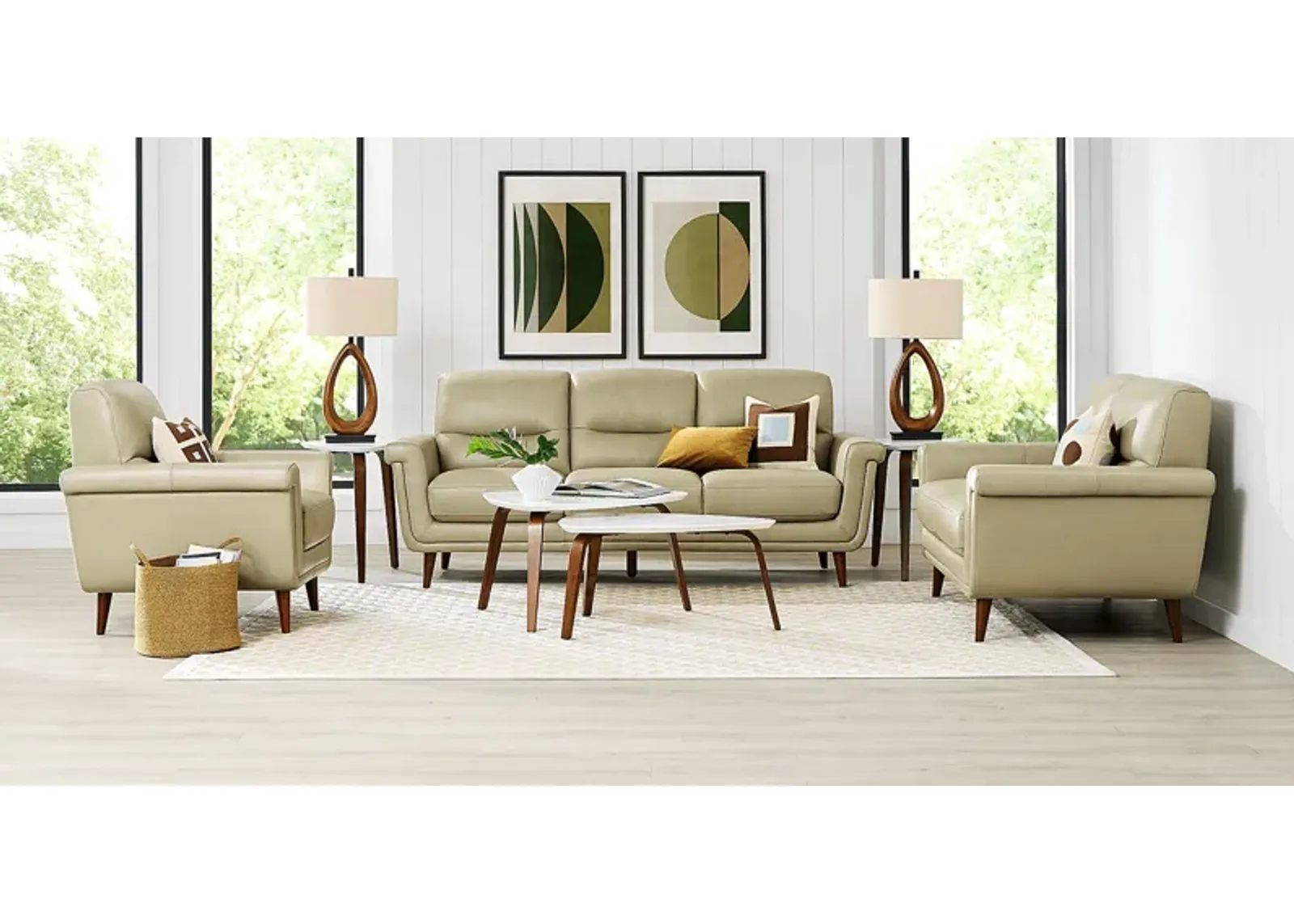 Harrington Park Sage 5 Pc Leather Living Room