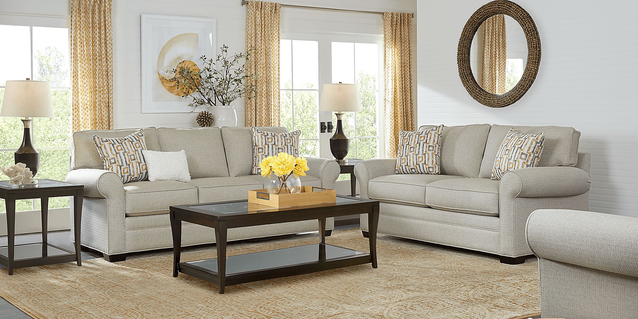 Cindy Crawford Home Bellingham Sand Textured 7 Pc Living Room