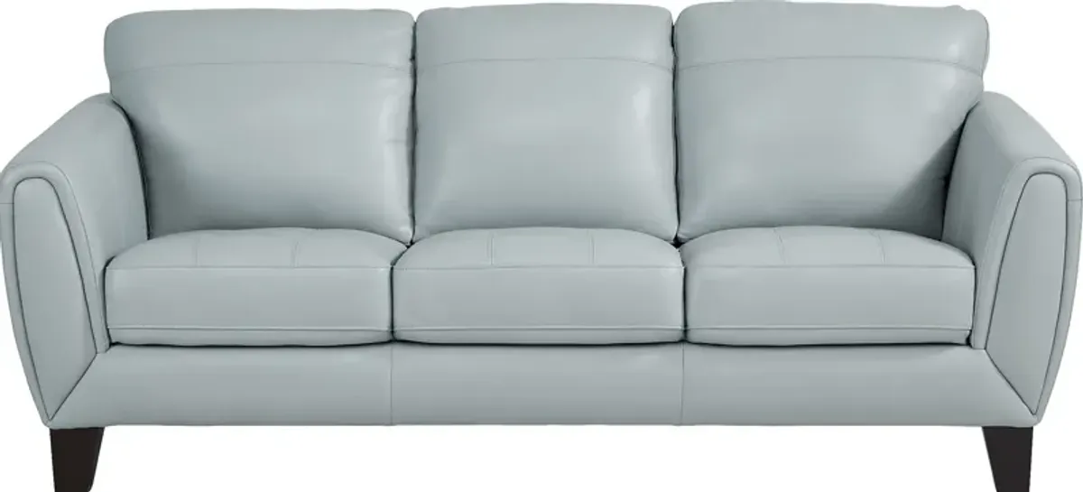 Livorno Lane Aqua Leather 8 Pc Living Room