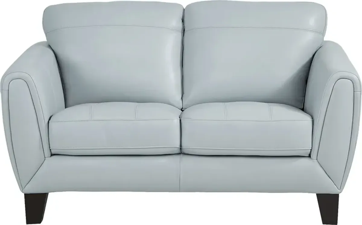 Livorno Lane Aqua Leather 8 Pc Living Room