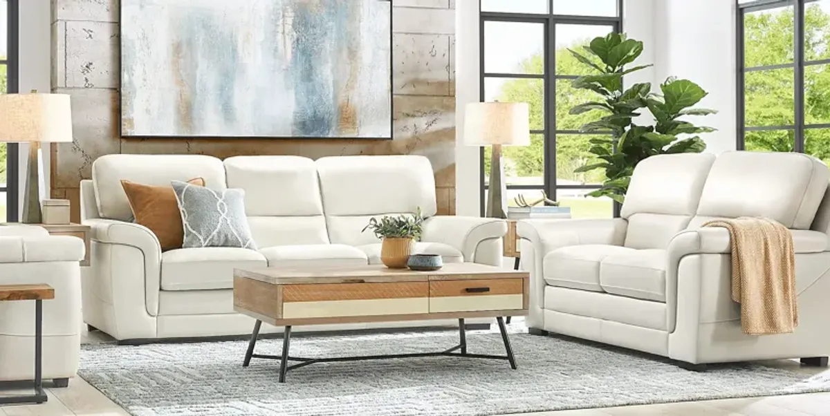 Villa Ashbury White Leather Sofa