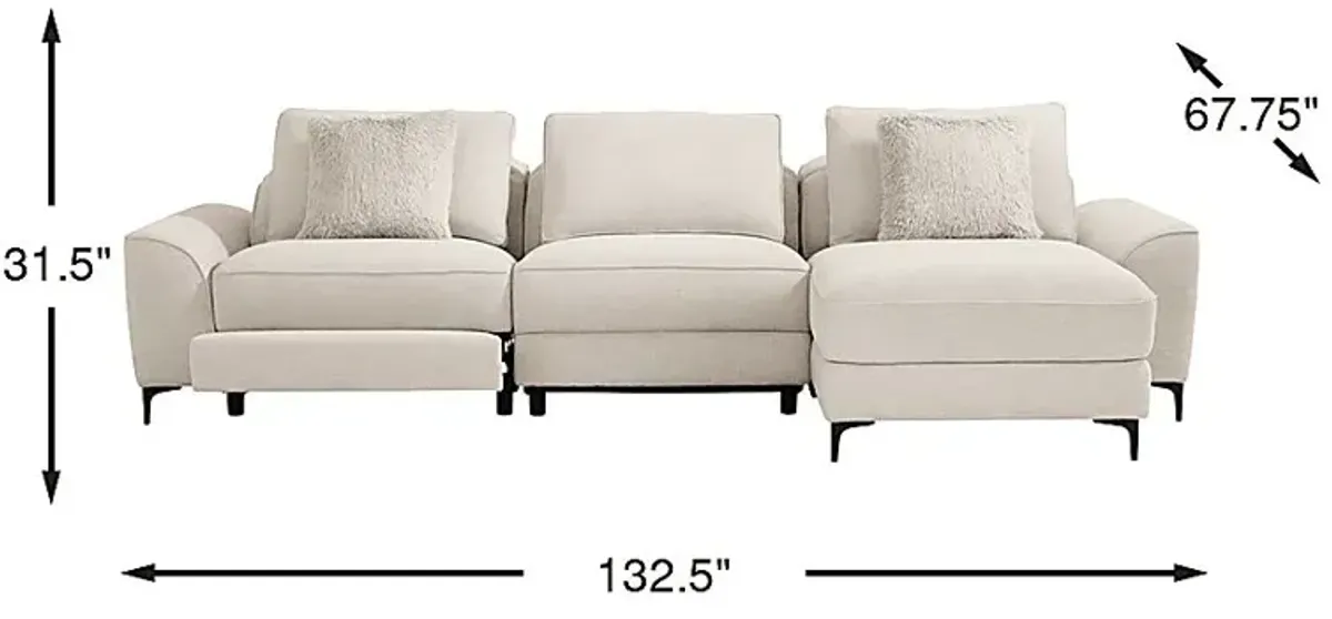 Aspen Sand 3 Pc Dual Power Reclining Sectional