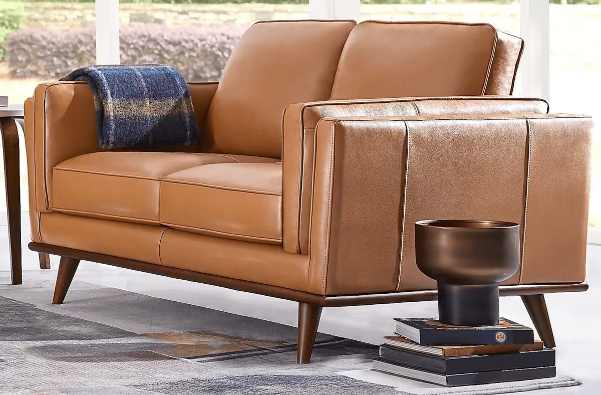 Cassina Court Caramel Leather 2 Pc Living Room