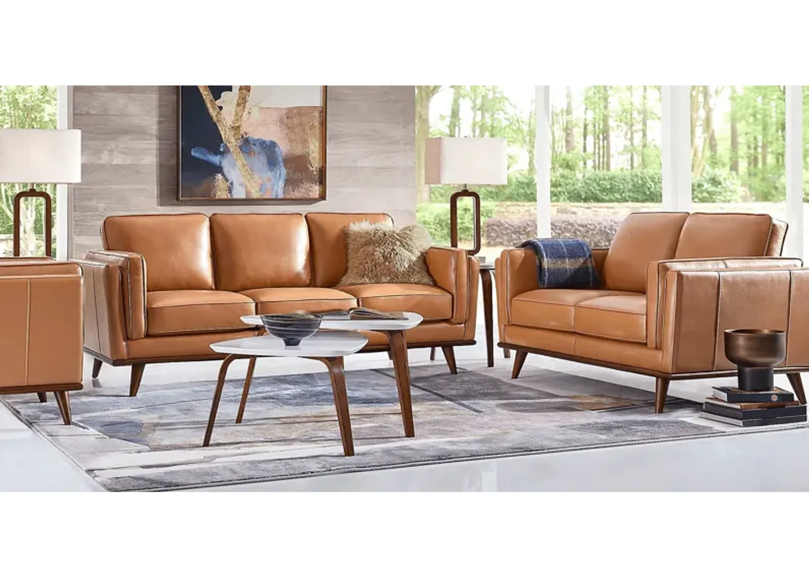 Cassina Court Caramel Leather 2 Pc Living Room