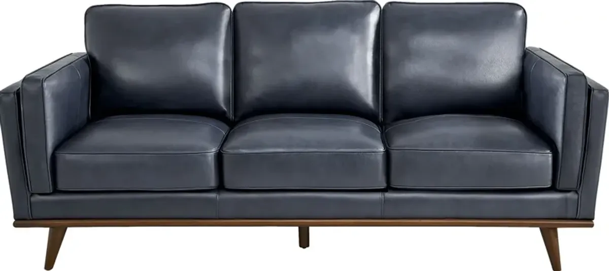 Cassina Court Navy Leather 2 Pc Living Room