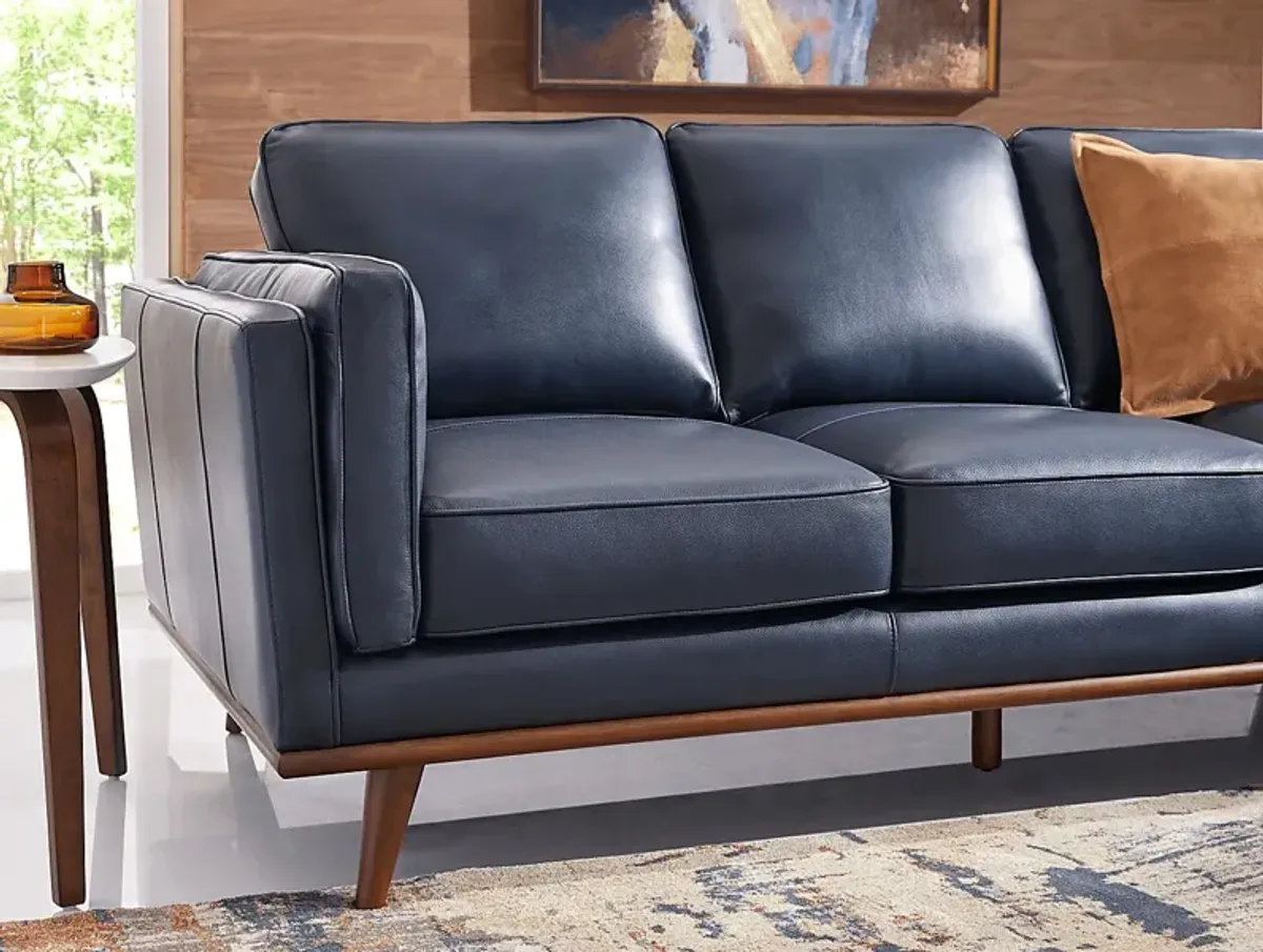 Cassina Court Navy Leather 2 Pc Living Room