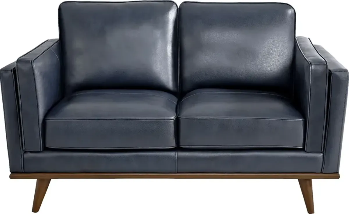 Cassina Court Navy Leather 2 Pc Living Room